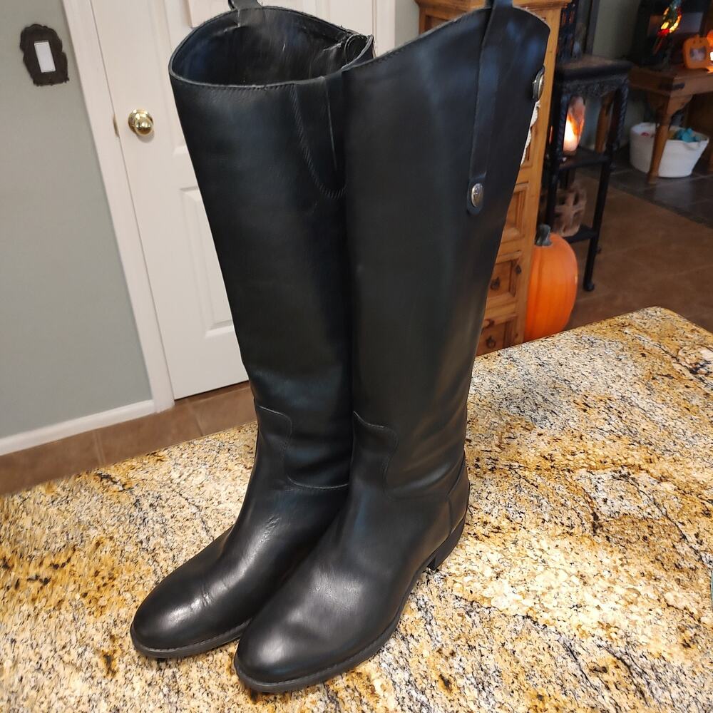 Sam Edelman Black Leather Knee High Boots Size 6.5M
